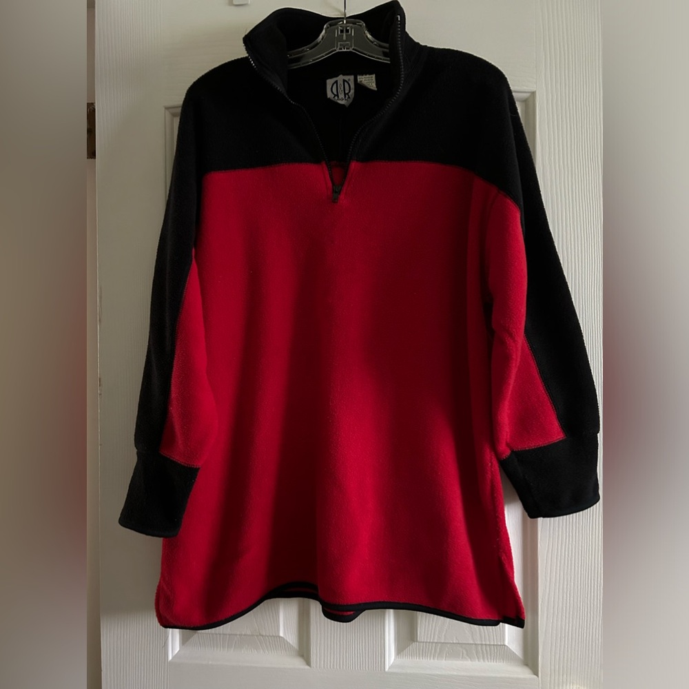 Red and black fleece tunic